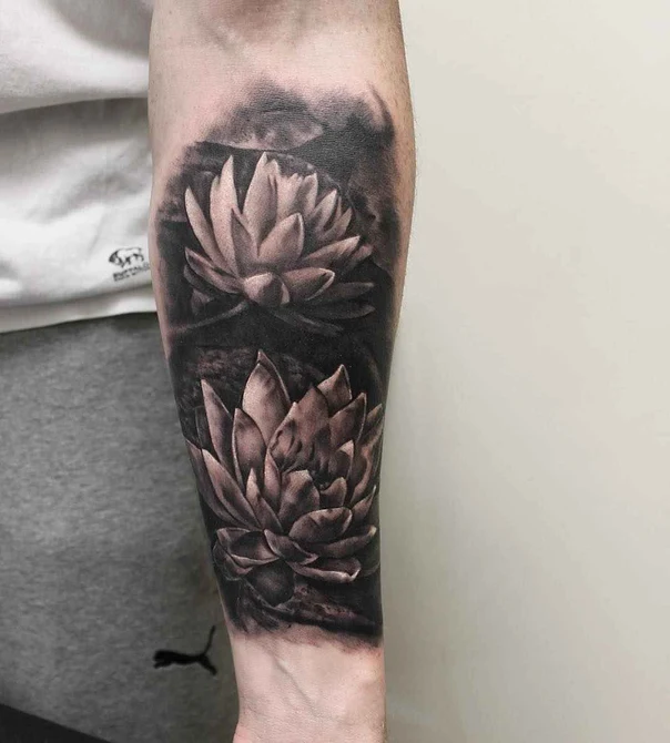 Realism Lotus, Flower tattoo on Forearm