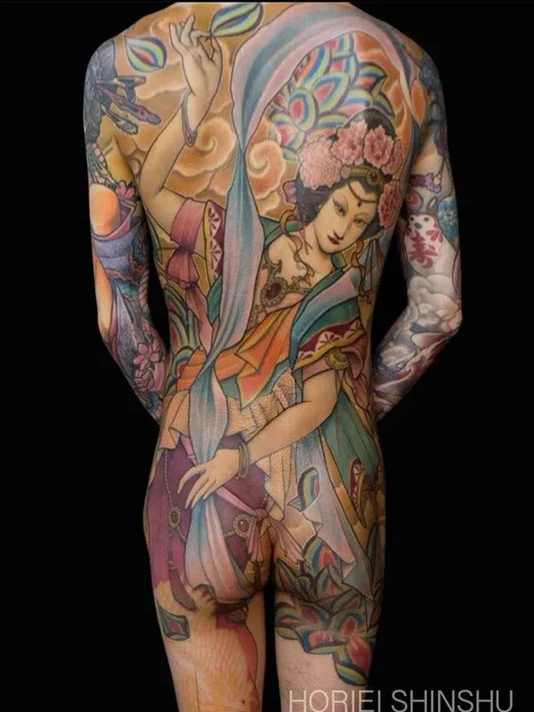 color japanese Tatuaggio su full back #16413 | Tatuatore Horiei Shinshu