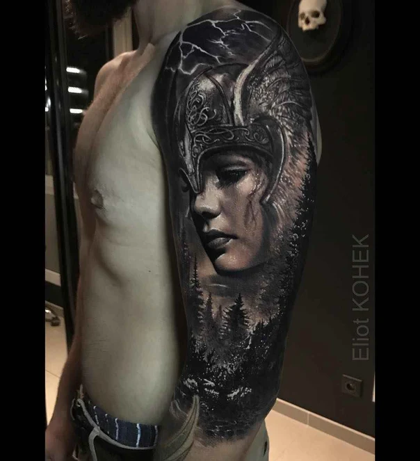 Realism Portrait, Fantasy tattoo on Full Sleeve