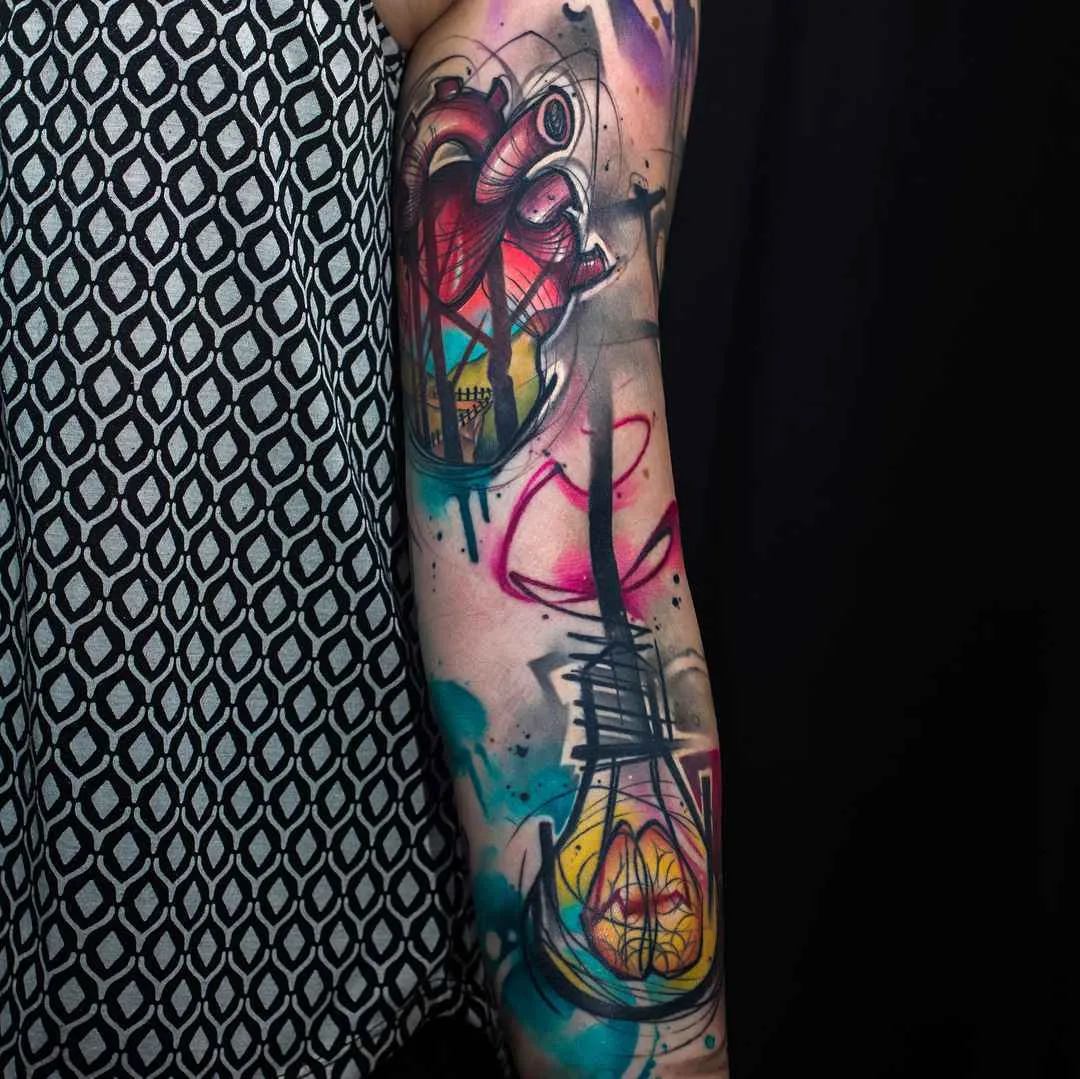 Artista del tatuaggio Uncl Paul Sa colori tatuaggio new school nello stile dell'autore | Atene, Grecia
