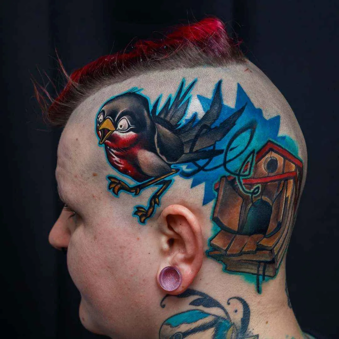 Tattoo artist Uncl Paul Knows color new school tattoo in authors style | Athens, Greece
