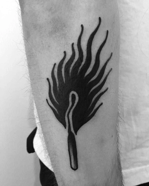 Blackwork Match tattoo on Forearm