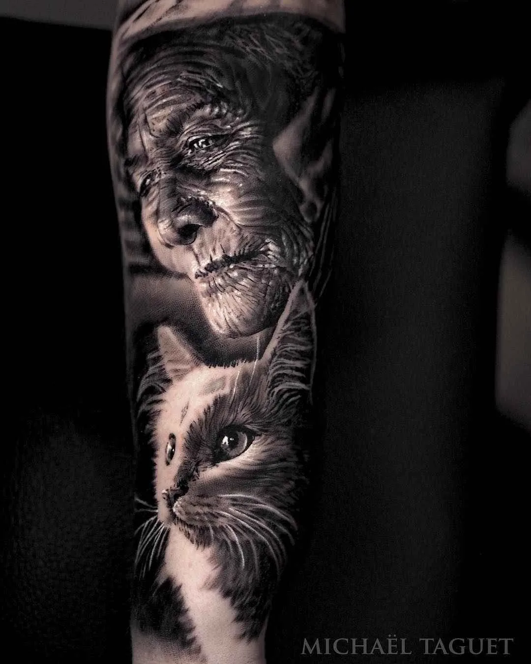 Tattoo artist Michael Taguet authors tattoos in color and black&grey realism | France