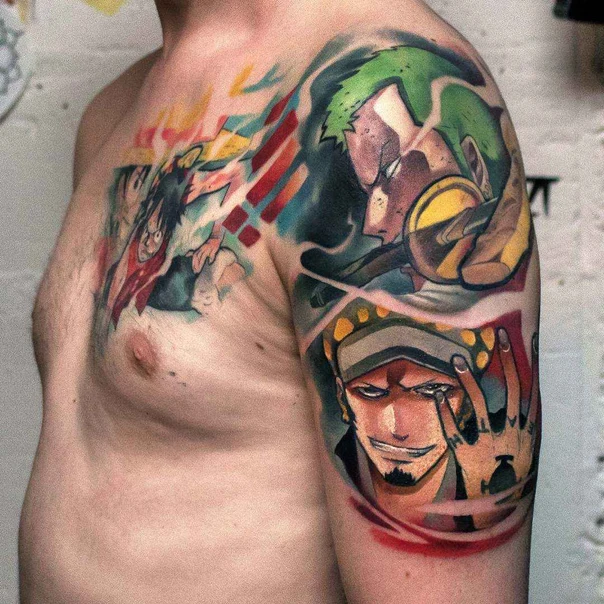Anime Anime, Characters tattoo on Chest