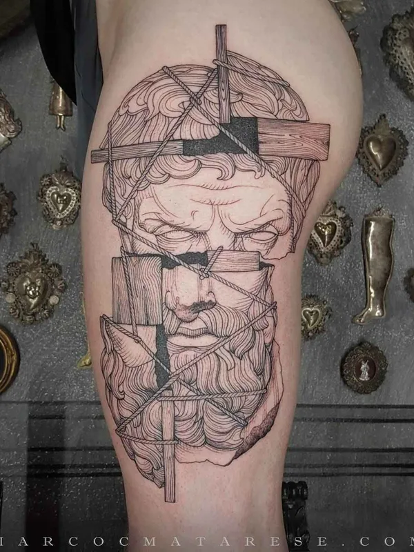 black linework Tatuaggio su thigh #16737 | Tatuatore Marco C. Matarese