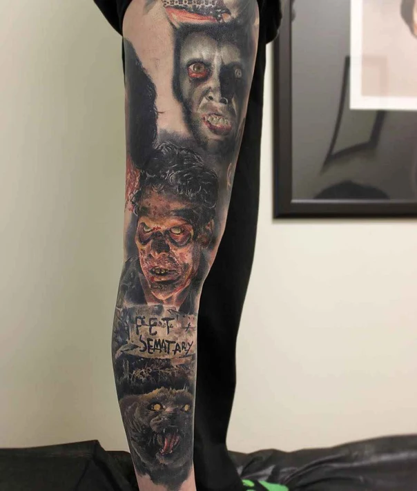 Realism Horror, Zombie tattoo on Full leg