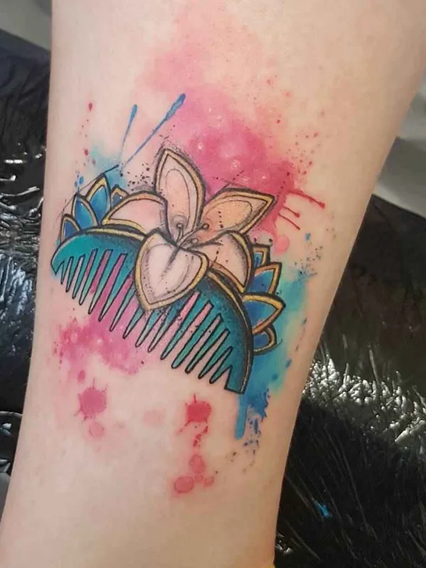 color watercolor tattoo on calf #17053 | Tattoo Artist Josie Sexton