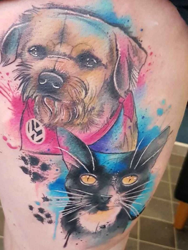 color watercolor tattoo on thigh #17047 | Tattoo Artist Josie Sexton