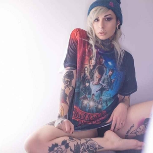 🔥 Горячие фото, портфолио модели  #16459 Тату модель Slim Suicide