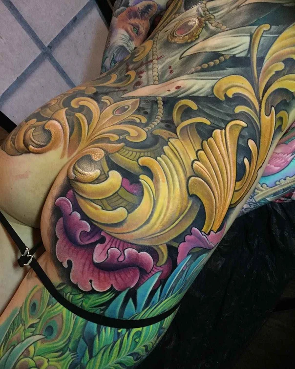 Ornamental Floral, Ornament tattoo on Full Back