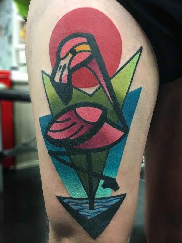 color geometric tattoo on thigh #16561 | Tattoo Artist Mike Boyd