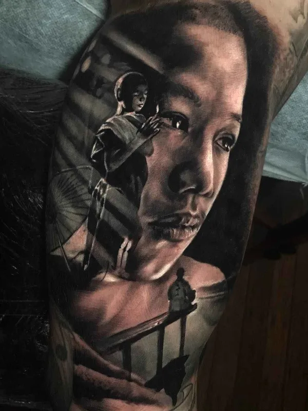 black and grey realism 纹身 在 upper arm #16716 | 纹身师 Damon Holleis