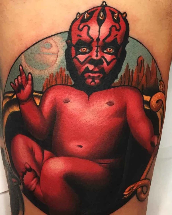 Illustrative Star wars, Baby tattoo on Thigh