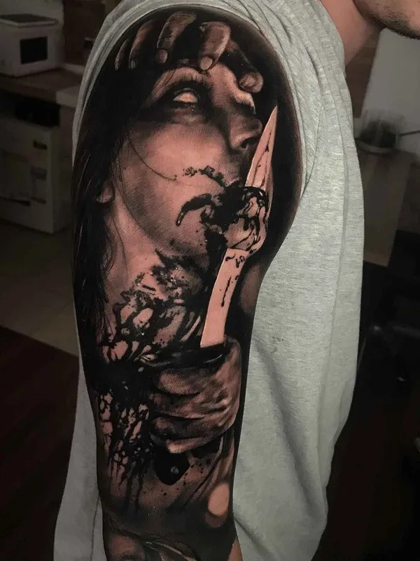 black and grey realism 纹身 在 full sleeve #16719 | 纹身师 Damon Holleis