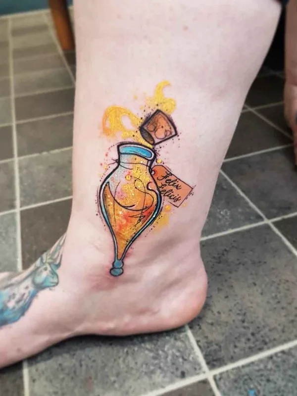 color watercolor tattoo on ankle #17056 | Tattoo Artist Josie Sexton