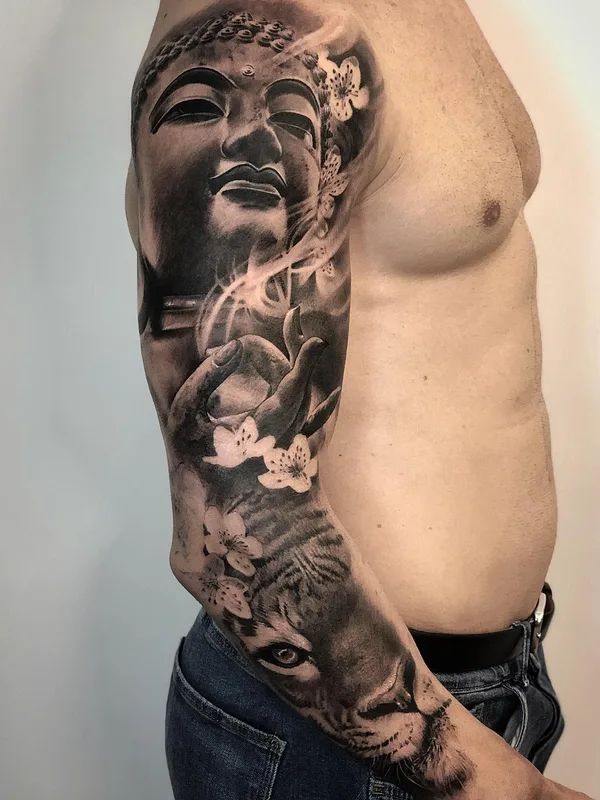 male black and grey realism 타투 부위 full sleeve #27764 | 타투이스트 Ezequiel Samuraii