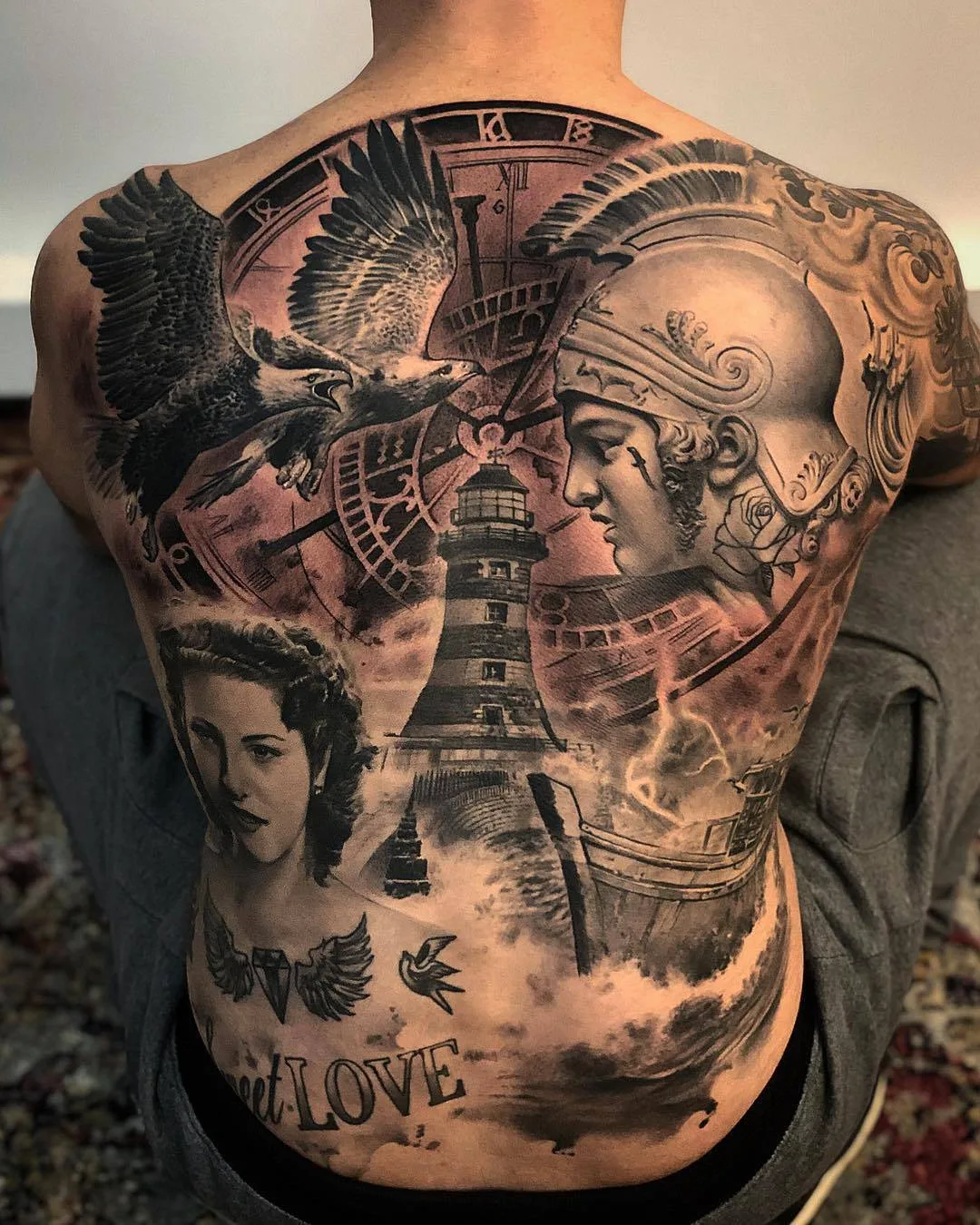 Artista del tatuaggio Ezequiel Samuraii, ritratto nero e grigio surreale horror tatuaggio realistico | Barcellona, Spagna