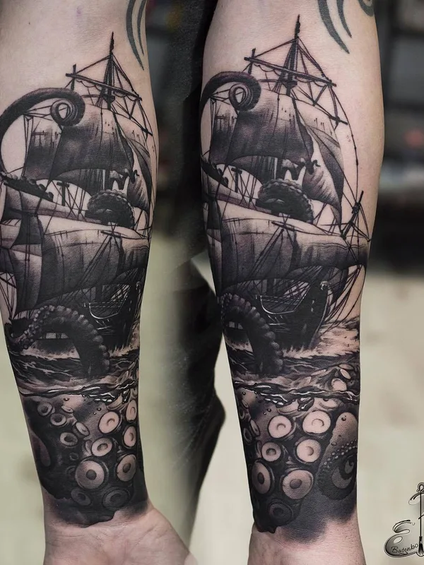 black and grey black and grey Tatuagem em forearm #27843 | Tatuador Sergey Butenko