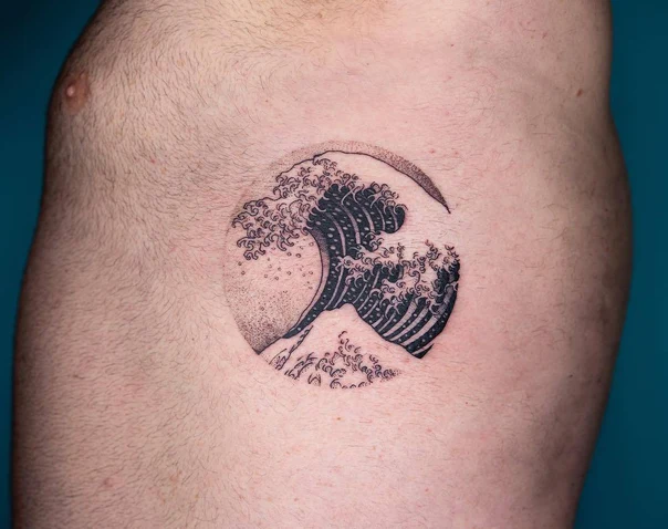 Japanese Wave, Mountain tattoo on Side