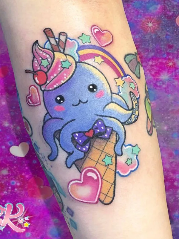 color cartoon татуировка на forearm #27969 | Тату мастер Carly Kawaii Kroll