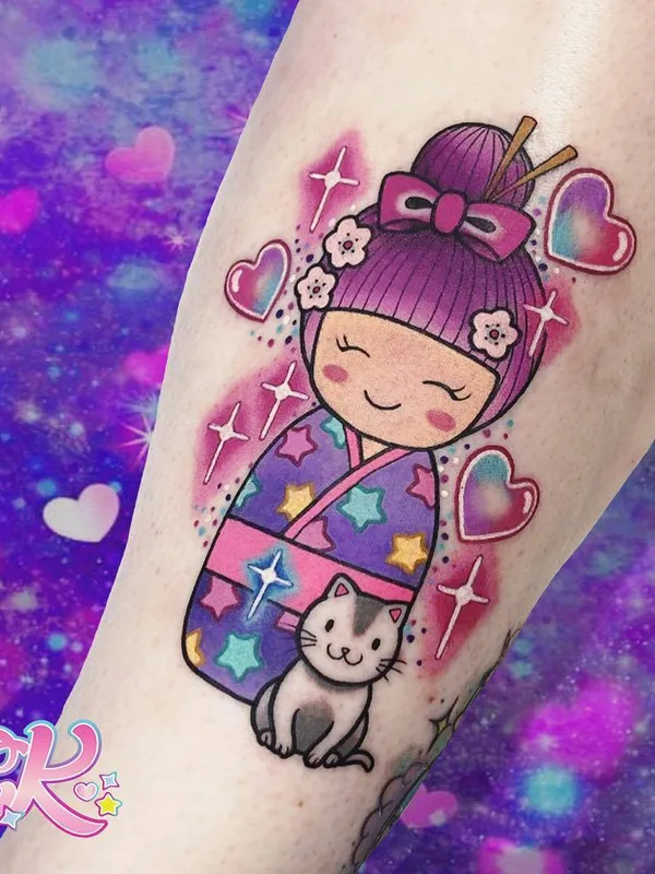 color japanese татуировка на calf #27967 | Тату мастер Carly Kawaii Kroll