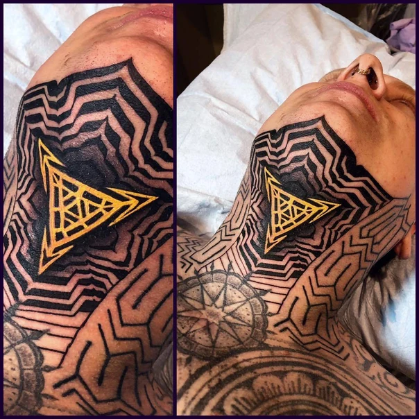 Geometric Geometric, Triangle tattoo on Neck