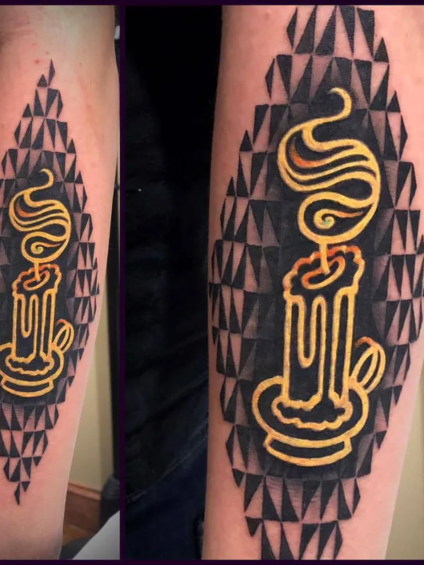 color geometric tattoo auf forearm #28001 | Tätowierer Jake Gordon