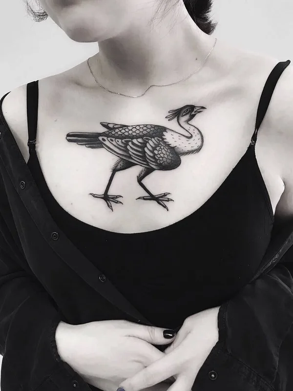 female black and grey blackwork татуировка на chest #28034 | Тату мастер Лев Андрихов