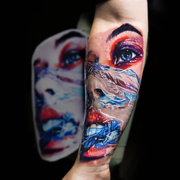 Реализм Face, Eye tattoo на Предплечье