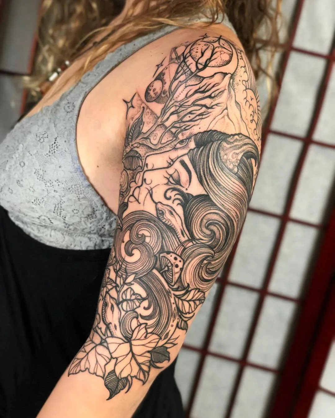 Tattoo artist Joseph Haefs, black authors linework tattoo | Las Vegas, USA