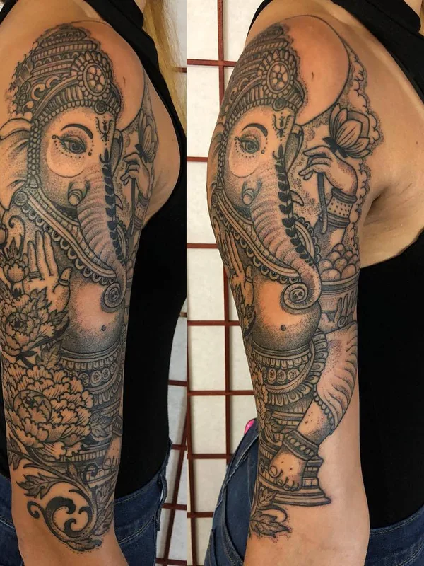 female black and grey black and grey tattoo on full sleeve #28087 | Tattoo Artist Joseph Haefs