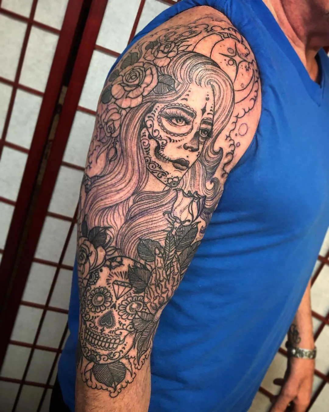 Tattoo artist Joseph Haefs, black authors linework tattoo | Las Vegas, USA