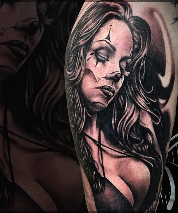 female black and grey realism татуировка на upper arm #28400 | Тату мастер Судовцев Вадим