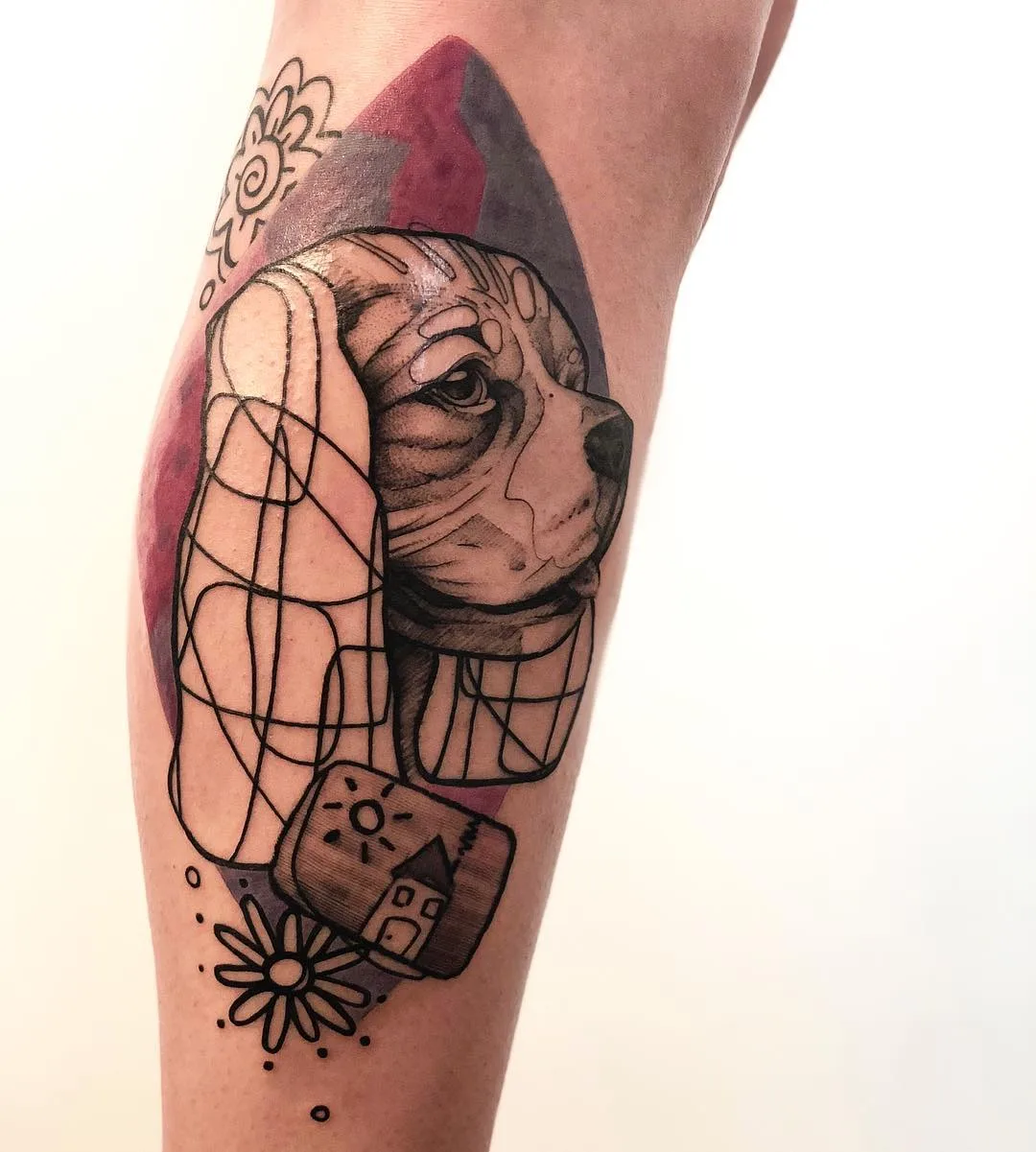 Tattoo artist Shiran, color and black authors style sketch abstract tattoo | Tel Aviv, Israel