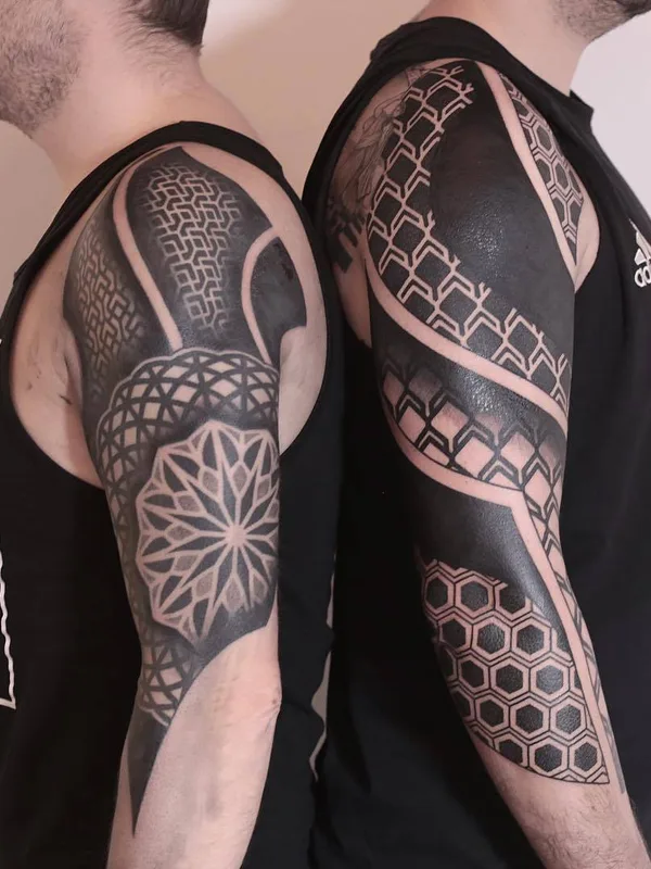 male black blackwork татуировка на full sleeve #28472 | Тату мастер Alejandro Prada