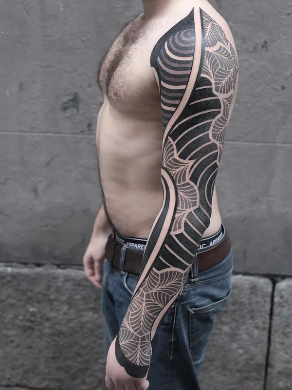 male black blackwork татуировка на full sleeve #28466 | Тату мастер Alejandro Prada