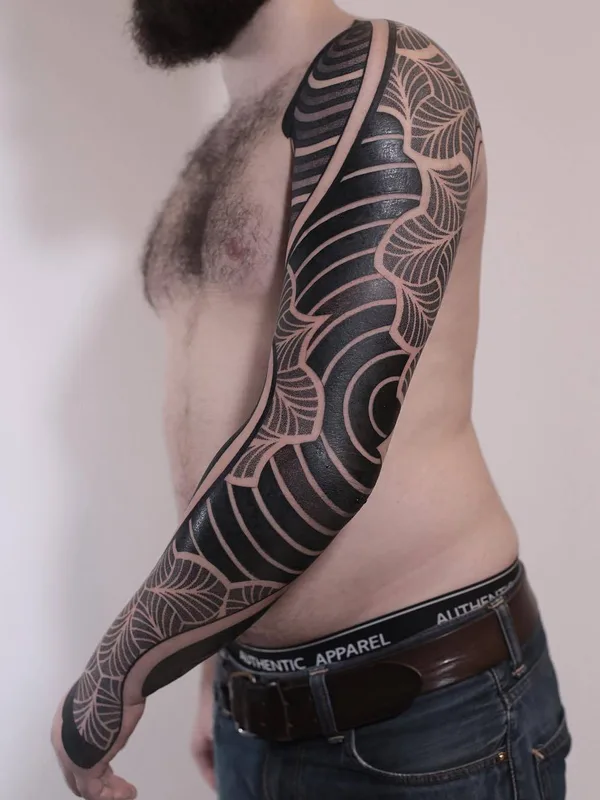 male black blackwork татуировка на full sleeve #28463 | Тату мастер Alejandro Prada