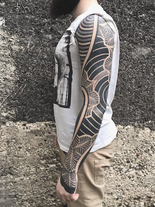 male black blackwork татуировка на full sleeve #28471 | Тату мастер Alejandro Prada
