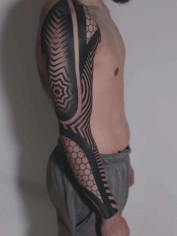 male black blackwork татуировка на full sleeve #28468 | Тату мастер Alejandro Prada