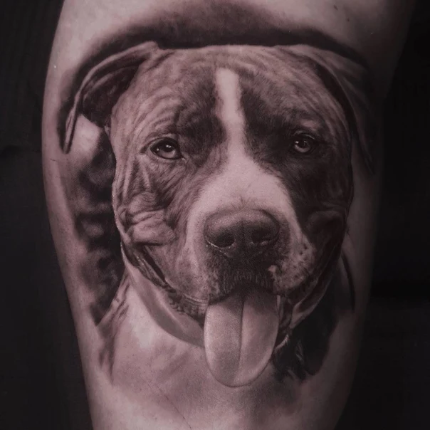 Realism Dog, Animal tattoo on Upper Arm