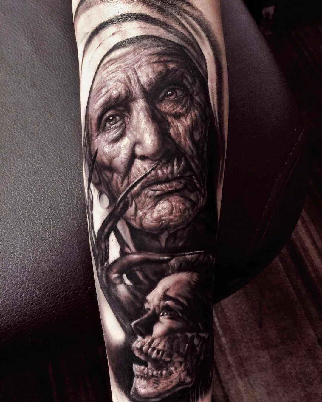 Tattoo artist Ralf Nonnweiler, black and grey portrait realistic tattoo | Germany