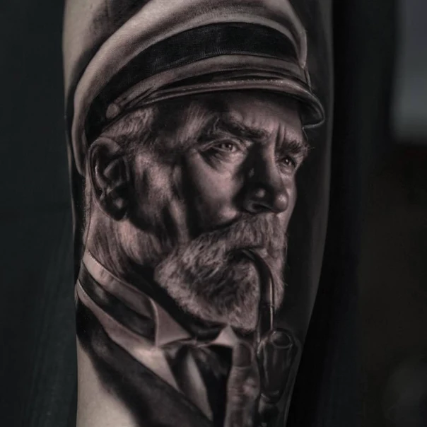 Realism Portrait, Man tattoo on Forearm