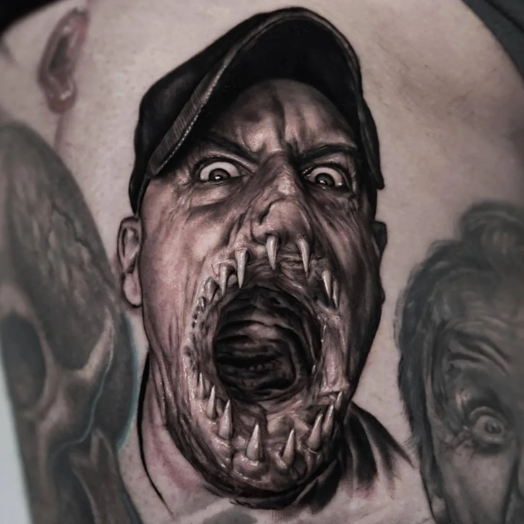 Tattoo artist Ralf Nonnweiler, black and grey portrait realistic tattoo | Germany