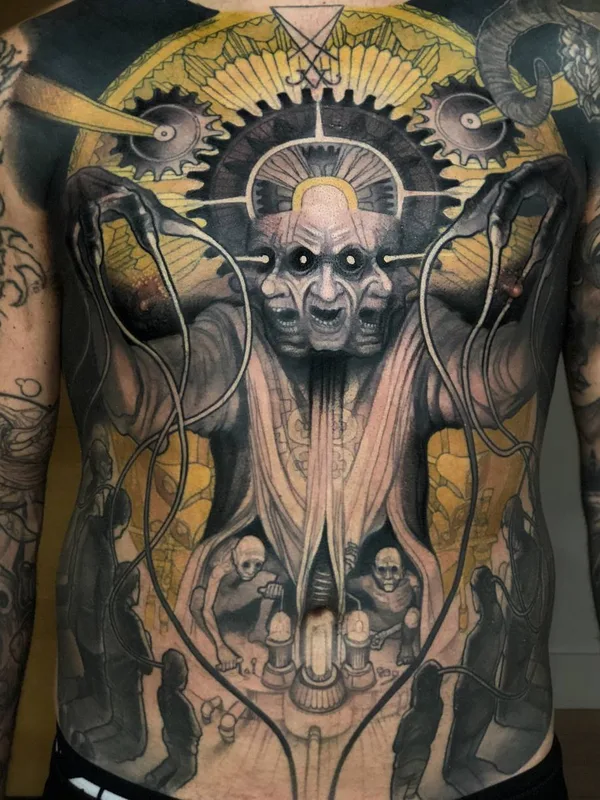 male black and grey black and grey tattoo on chest #28663 | Tattoo Artist Steve Moore