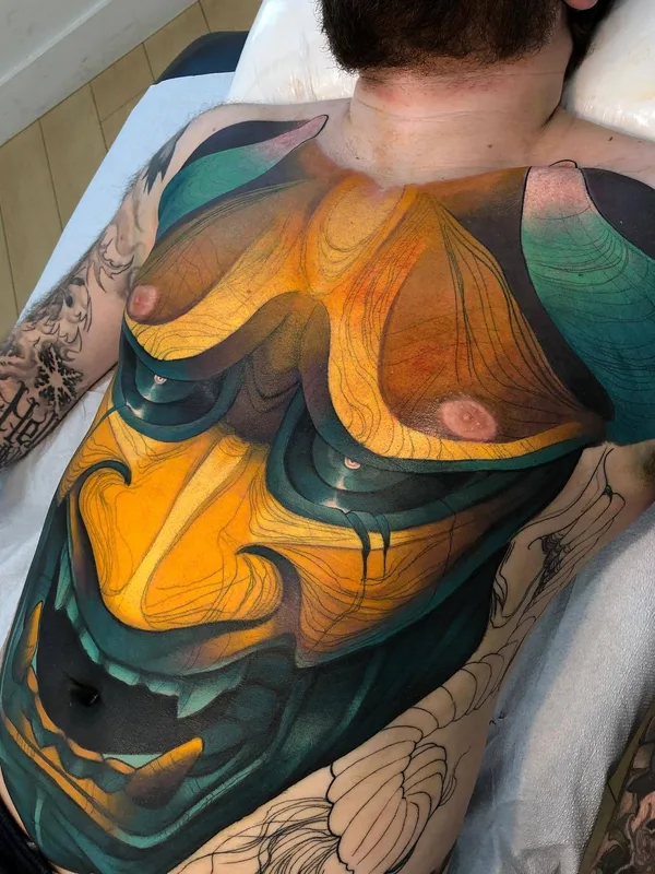 male color abstract tattoo on chest #28668 | Tattoo Artist Steve Moore