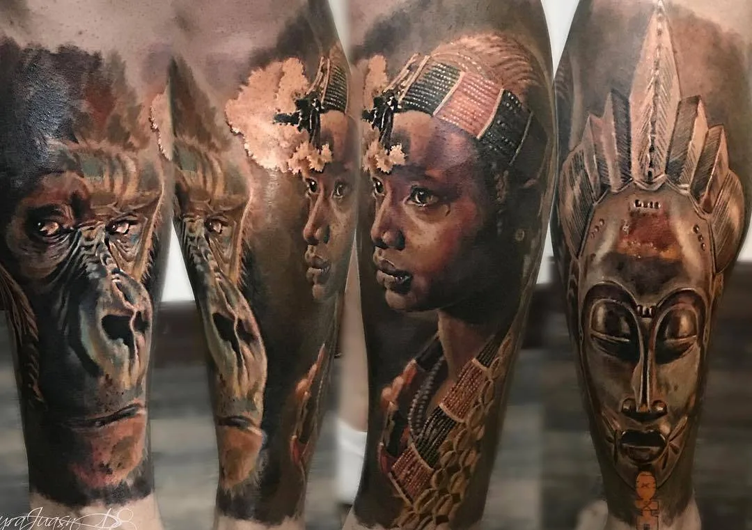 Artista del tatuaggio Laura Juan, ritratto a colori tatuaggio realistico | Madrid, Spagna