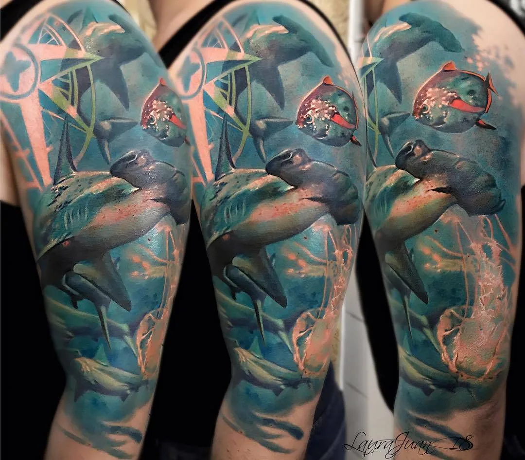 Artista del tatuaggio Laura Juan, ritratto a colori tatuaggio realistico | Madrid, Spagna