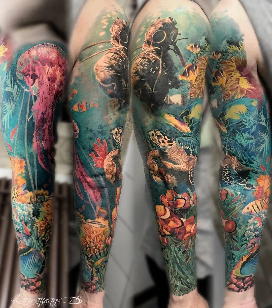 Artista del tatuaggio Laura Juan, ritratto a colori tatuaggio realistico | Madrid, Spagna