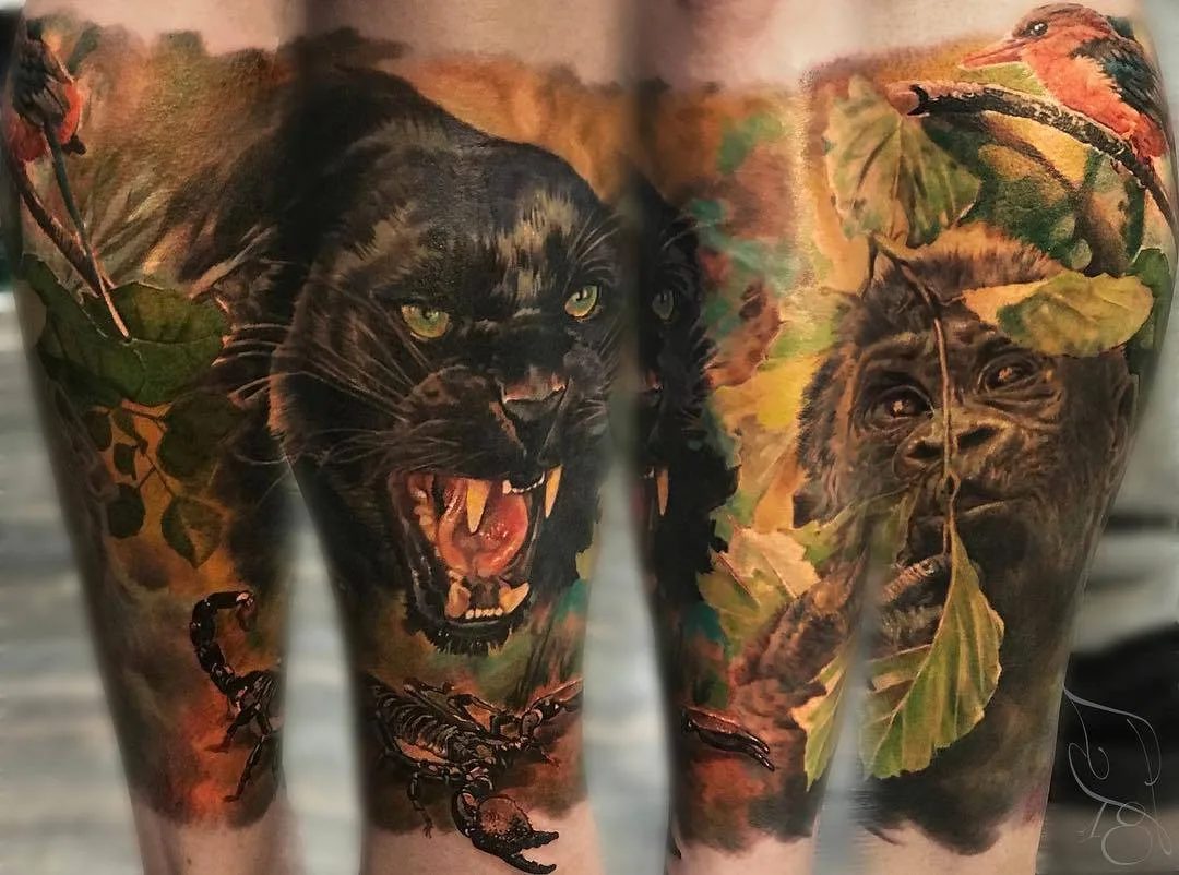 Artista del tatuaggio Laura Juan, ritratto a colori tatuaggio realistico | Madrid, Spagna