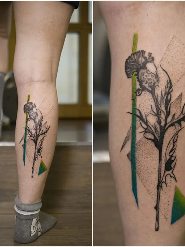 color geometric tatuaje en calf #34832 | Tatuador Светлана Дзюбина
